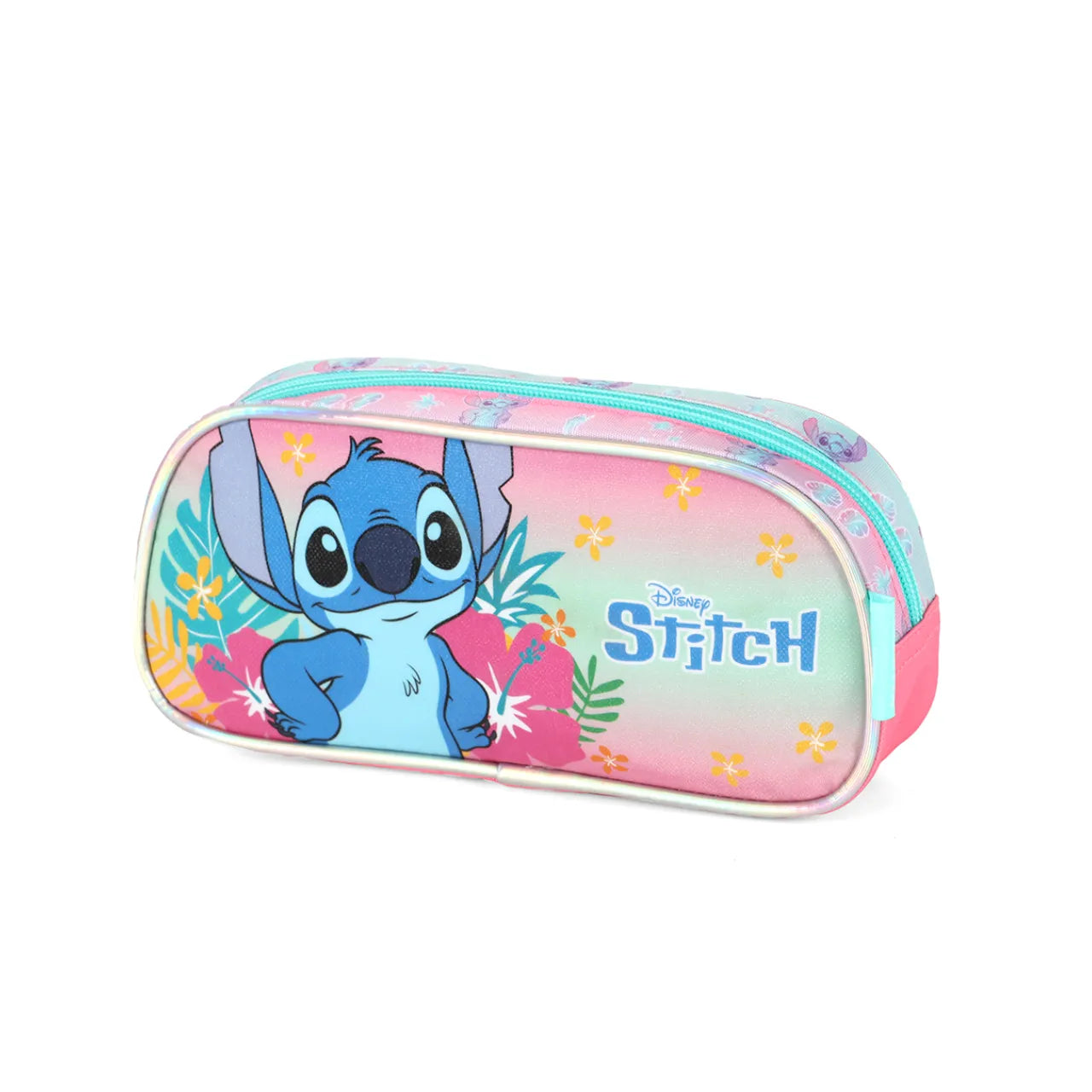 Kit Mochila Rodinha Stitch Rosa com Lancheira e Estojo