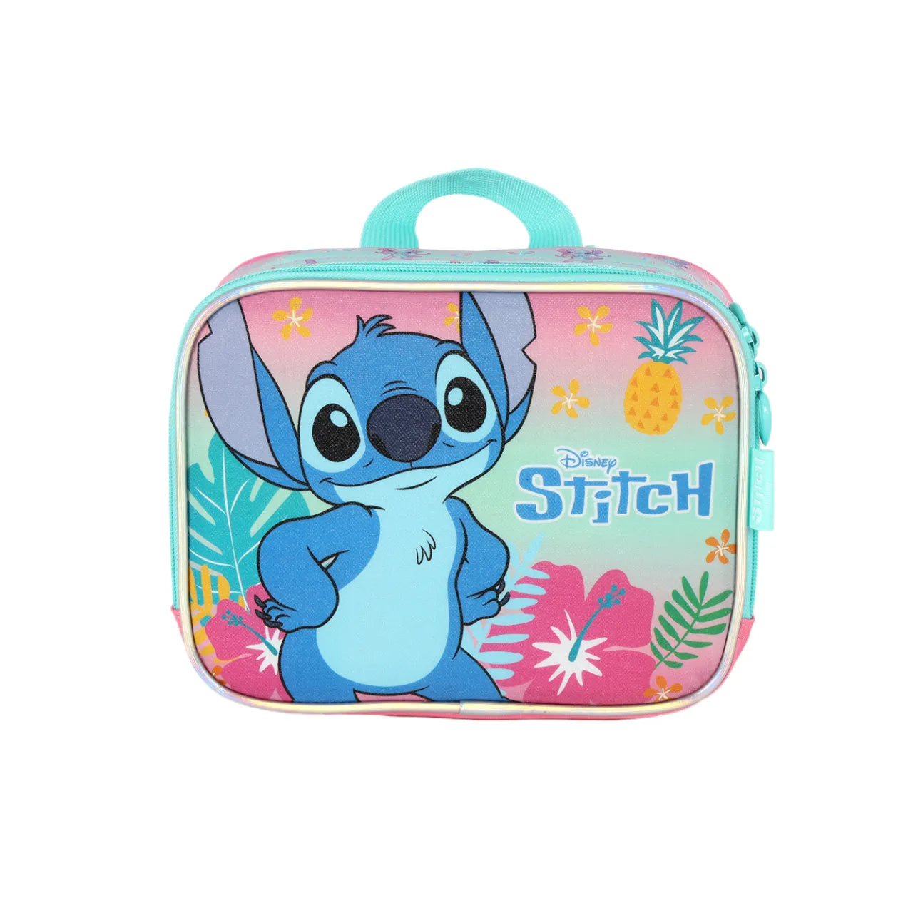 Kit Mochila Rodinha Stitch Rosa com Lancheira e Estojo