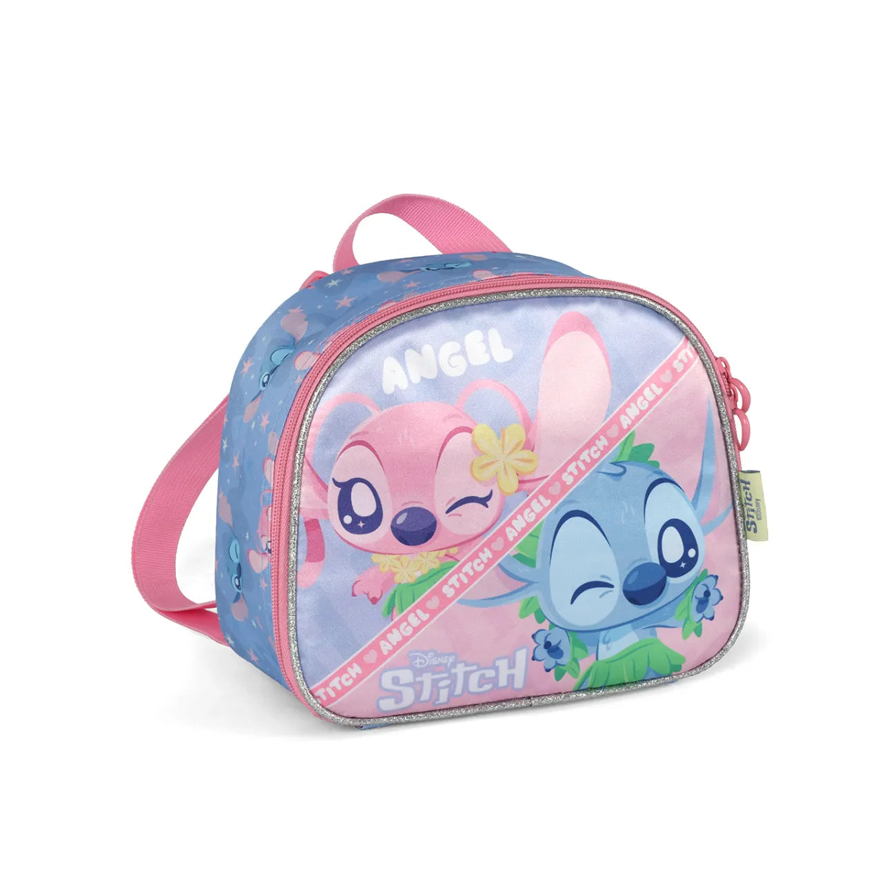 Kit Mochila Rodinha Stitch e Angel com Lancheira e Estojo