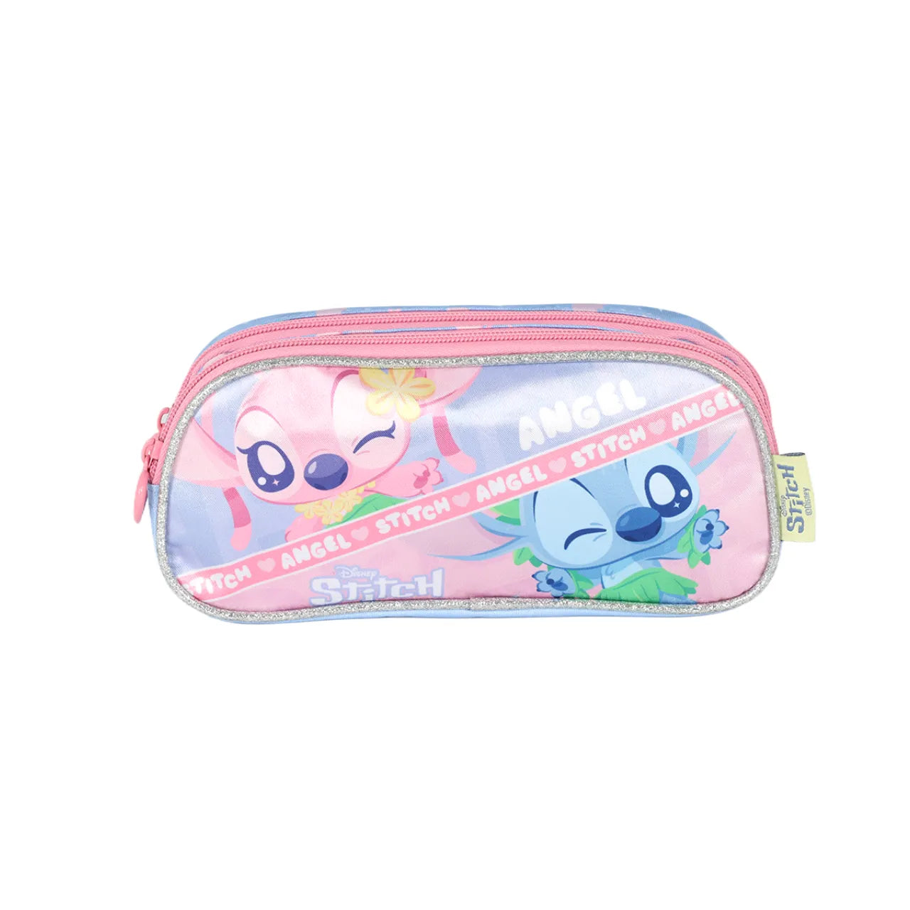 Kit Mochila Rodinha Stitch e Angel com Lancheira e Estojo