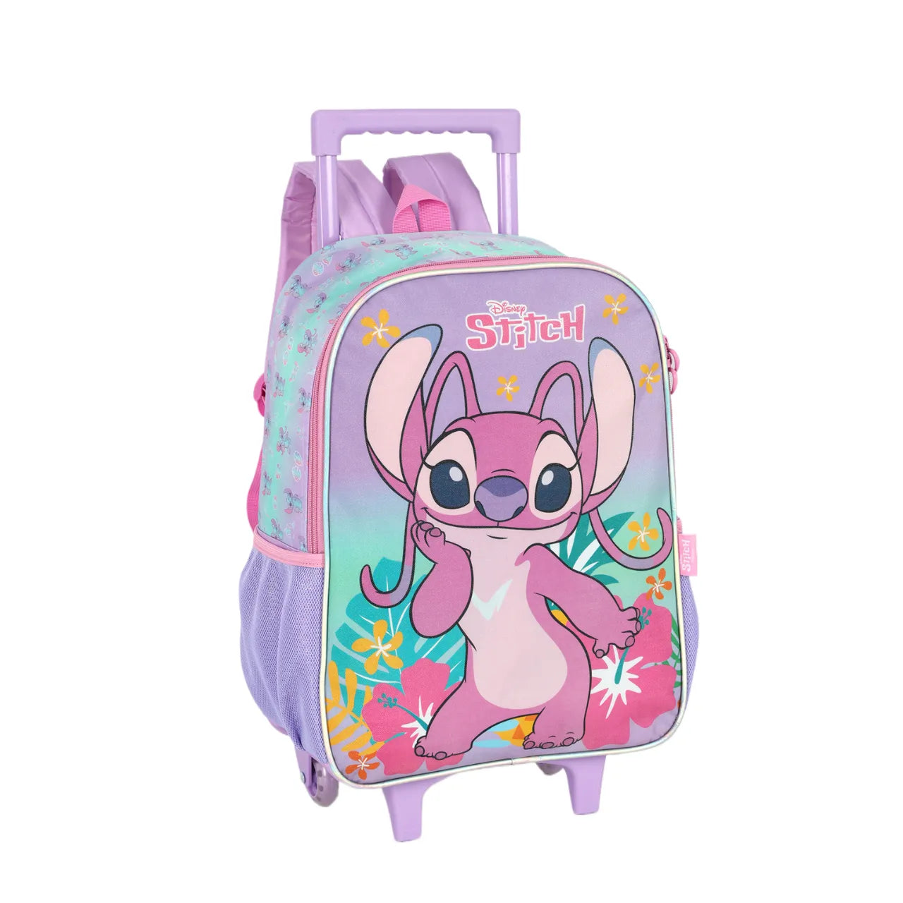 Kit Mochila Rodinha Stitch Angel com Lancheira e Estojo