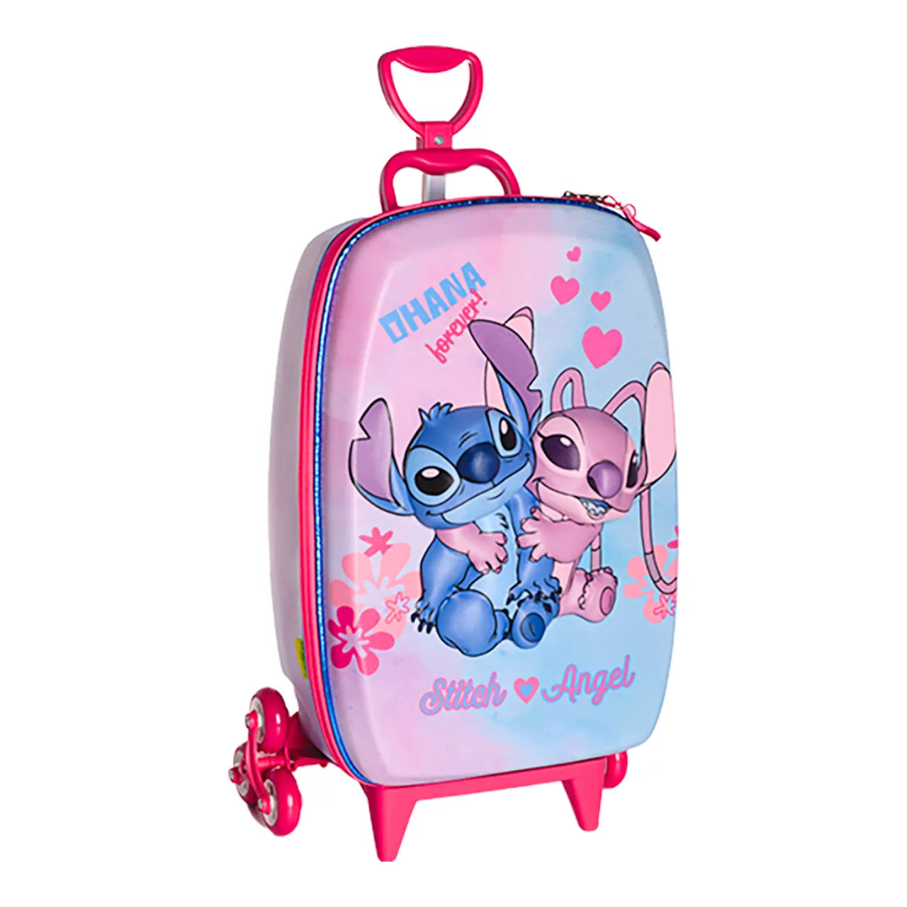 Kit Mochila Rodinha Infantil Stitch e Angel com Lancheira