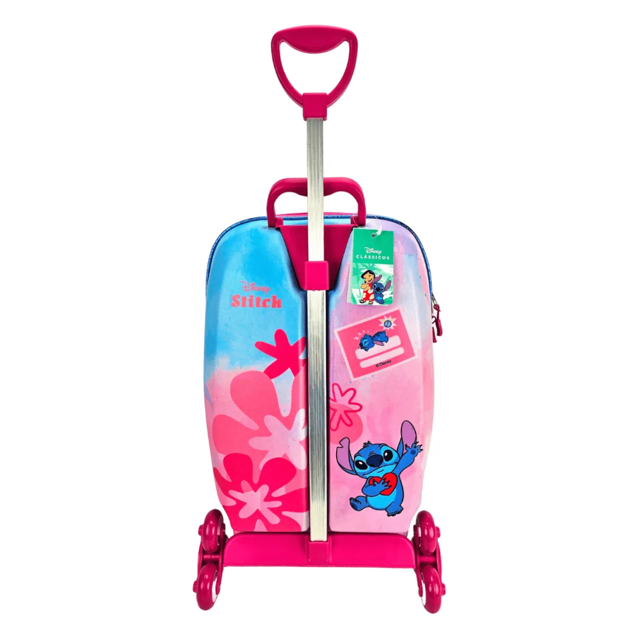 Kit Mochila Rodinha Infantil Stitch e Angel com Lancheira