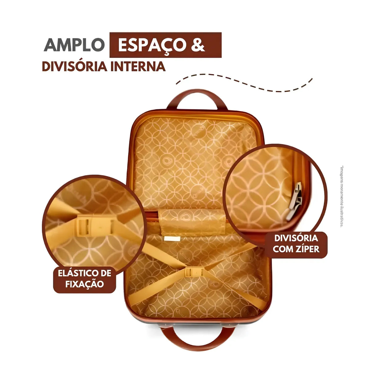 Kit Mala de Bordo 10kg e Frasqueira Qualis Policarbonato Rodas 360° Preta