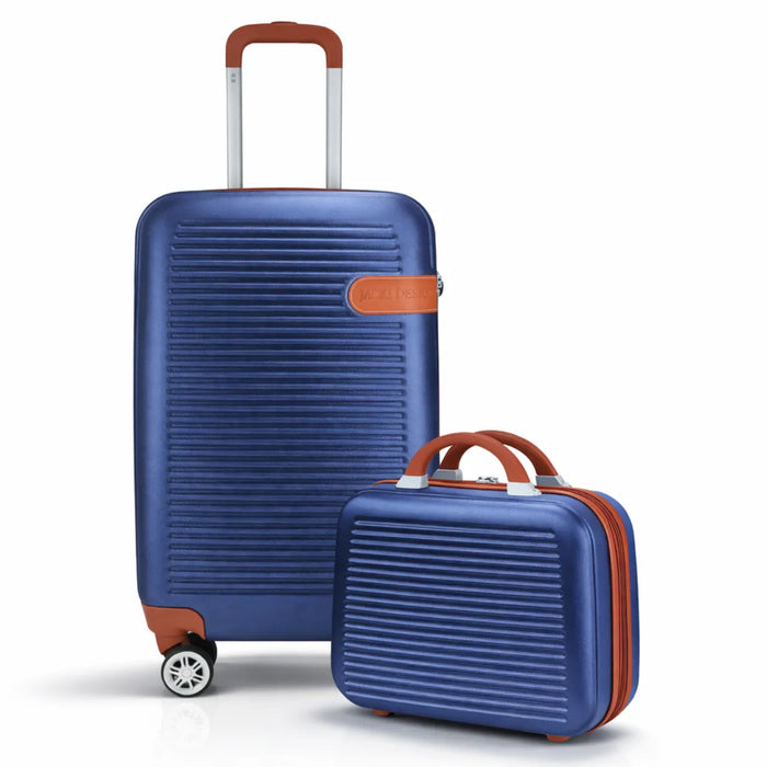 Kit Mala de Bordo 10kg e Frasqueira Qualis Policarbonato Rodas 360° Azul
