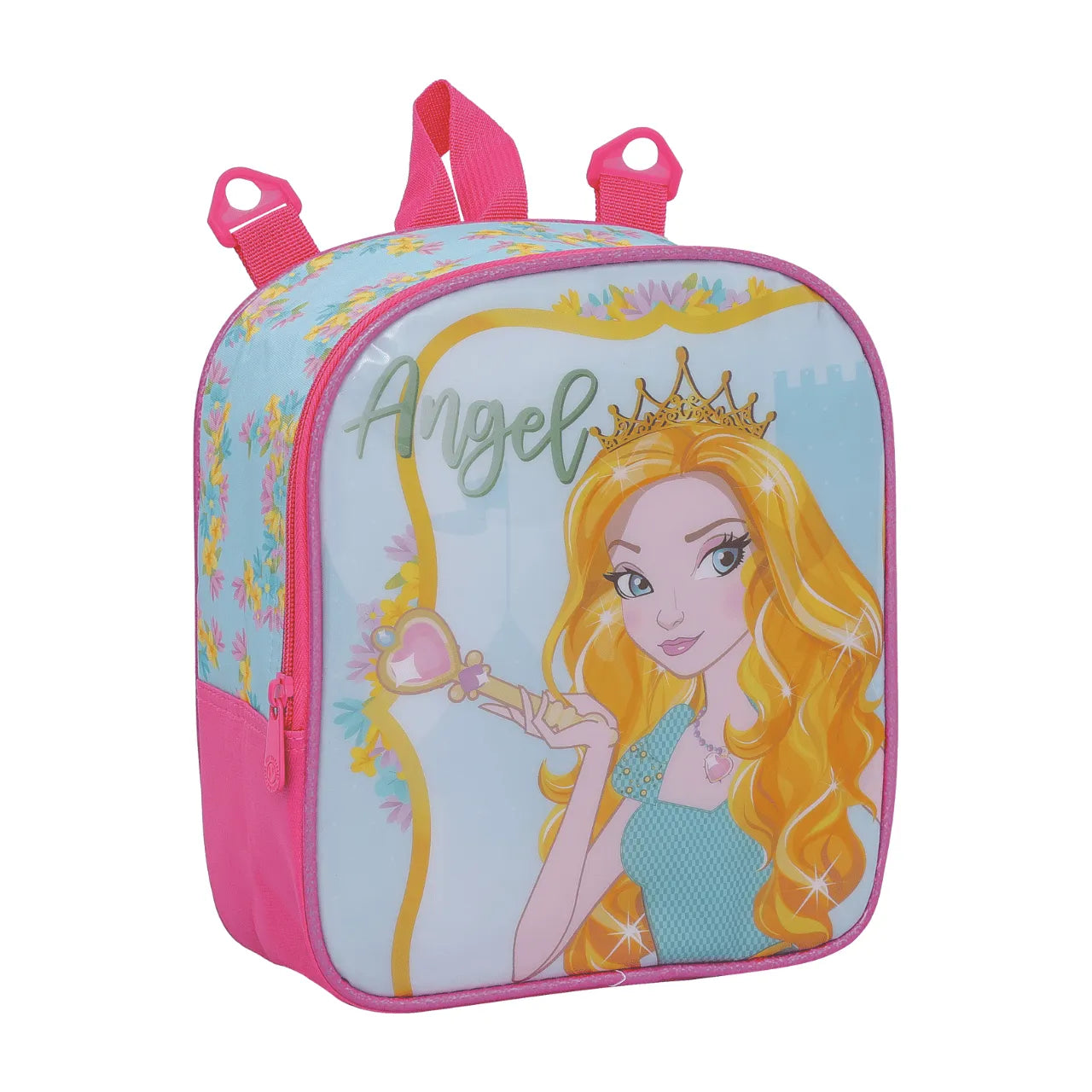 Kit Mochila Rodinha Princesa Rosa com Estojo e Lancheira