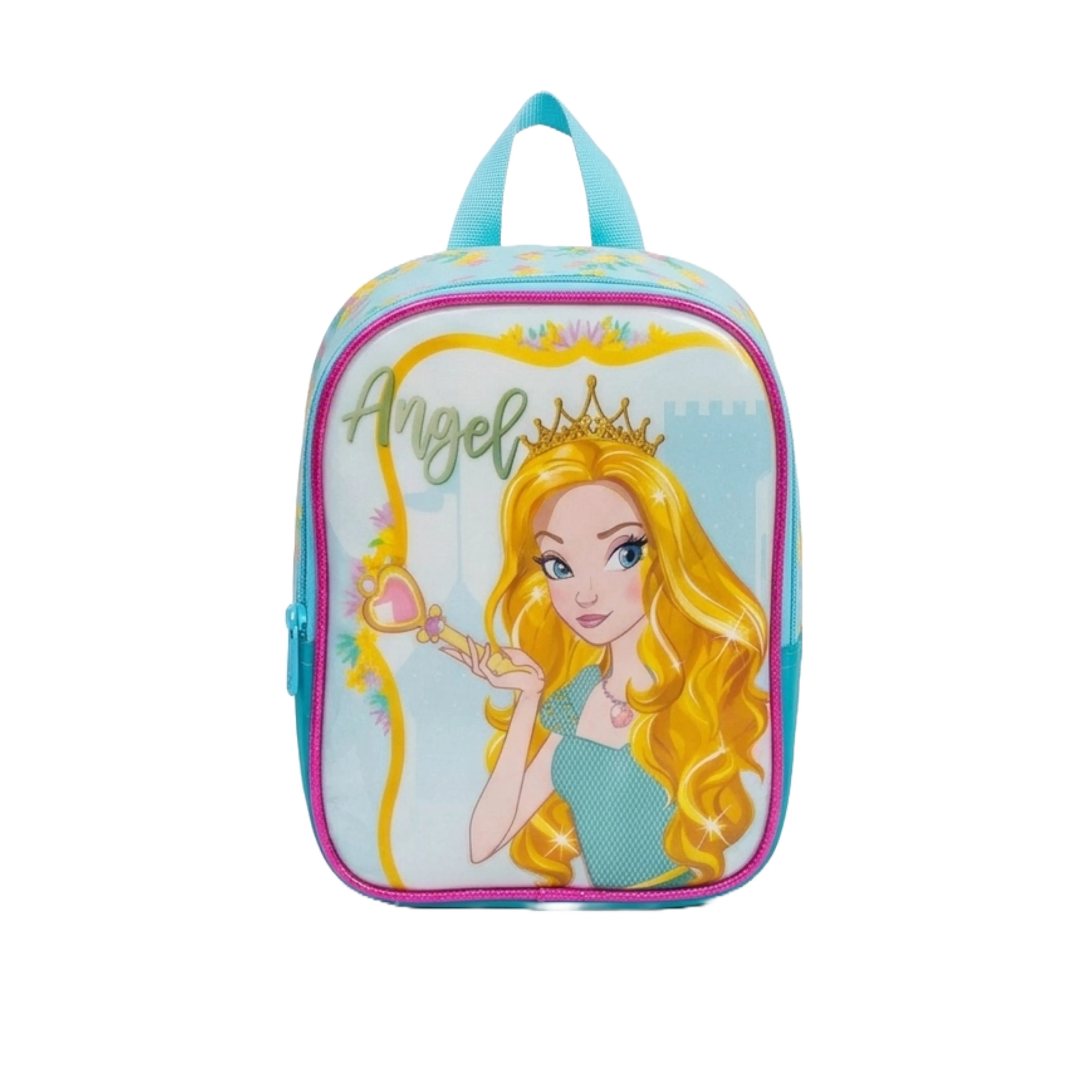 Kit Mochila Rodinha  Princesa Azul com Lancheira e Estojo