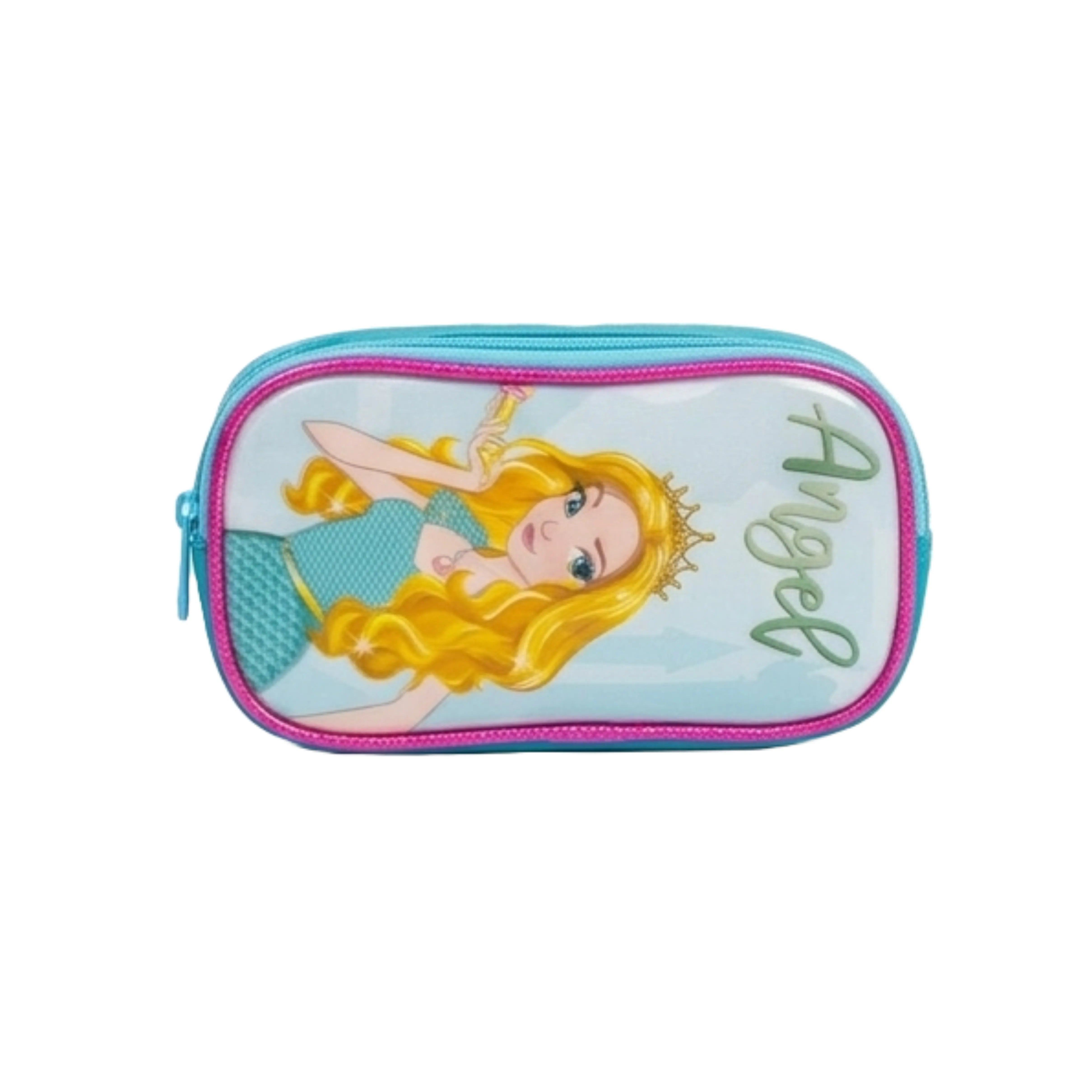 Kit Mochila Rodinha  Princesa Azul com Lancheira e Estojo