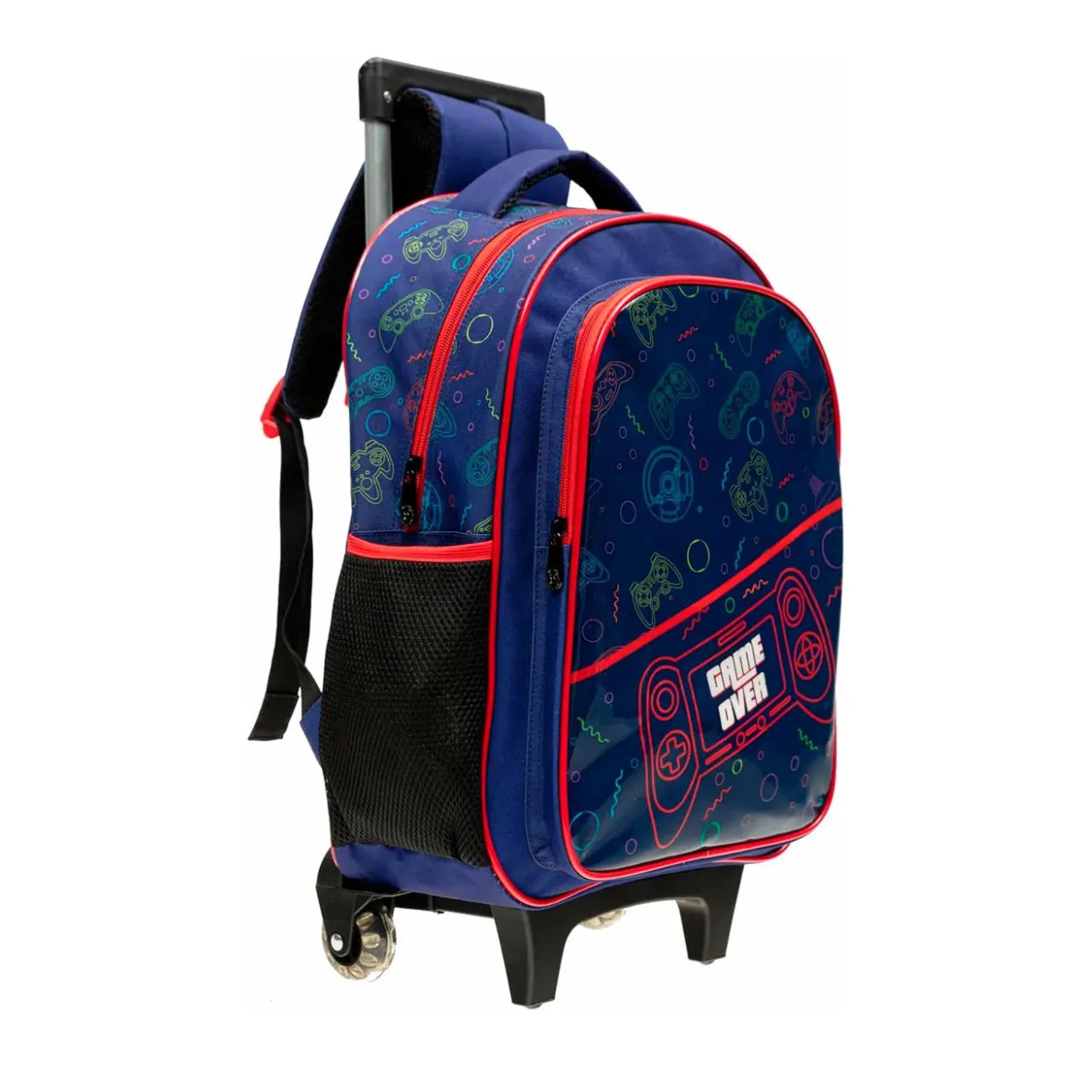 Kit Mochila Rodinha Game Over com Lancheira e Estojo