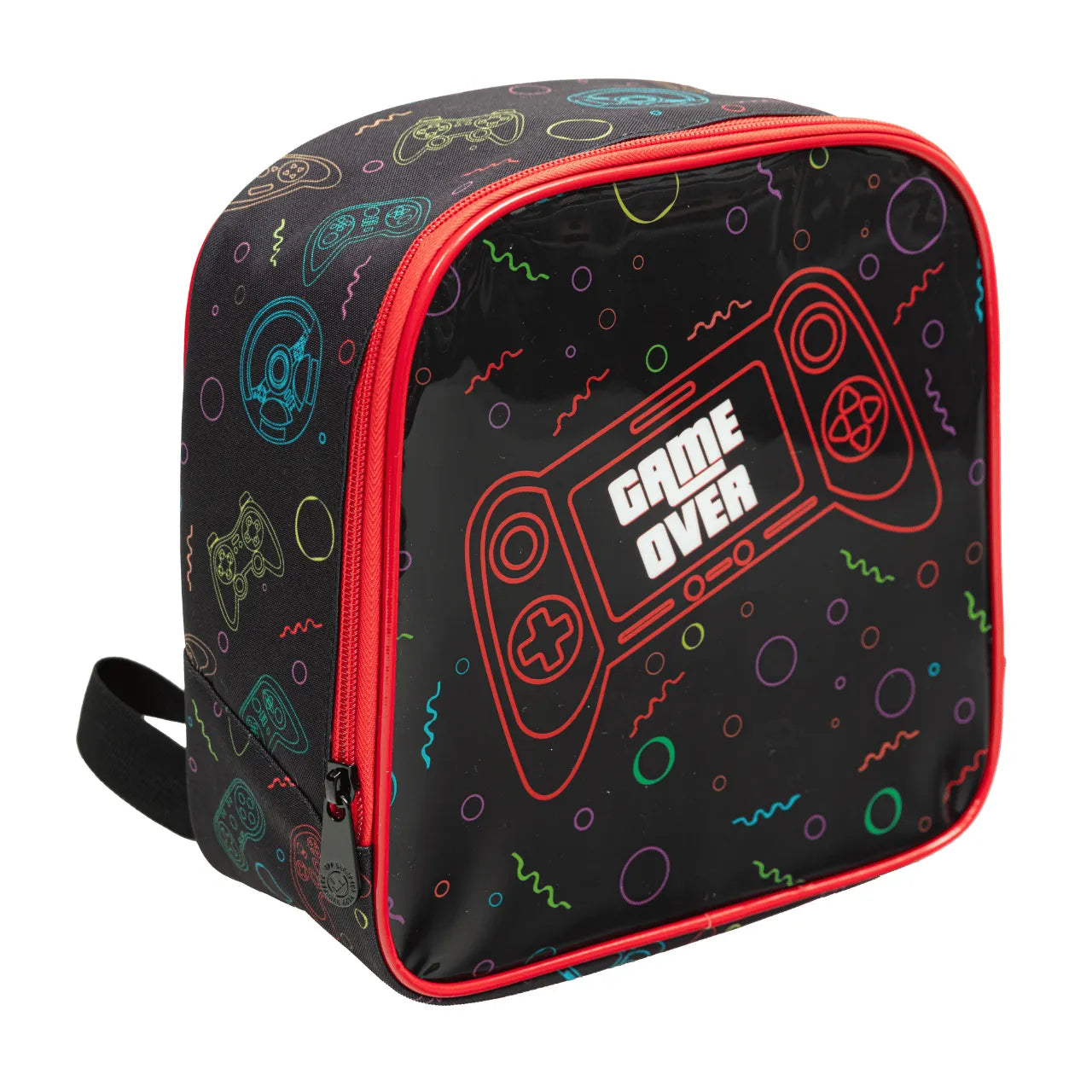 Kit Mochila Rodinha Game Over Preto com Lancheira e Estojo