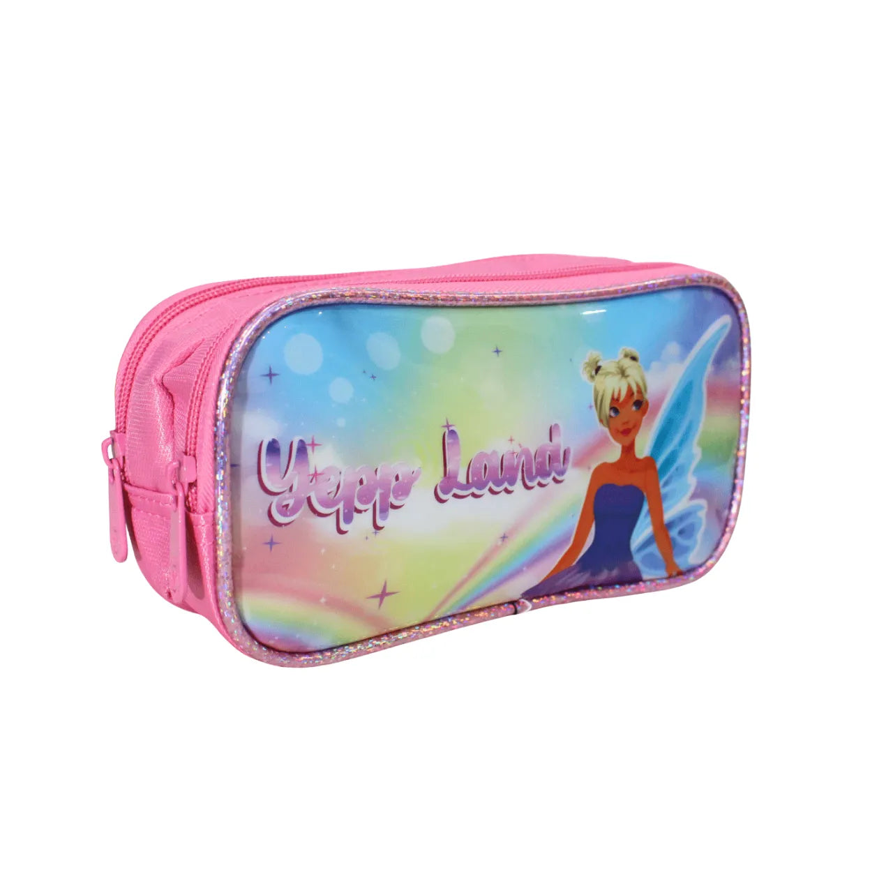 Kit Mochila Rodinha Fada Rosa com Lancheira e Estojo