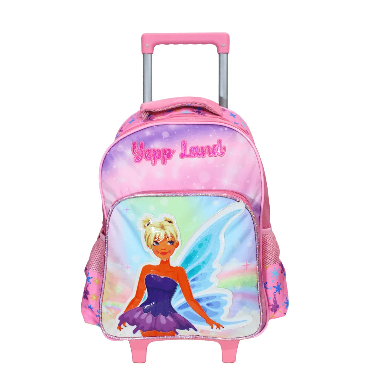 Kit Mochila Rodinha Fada Rosa com Lancheira e Estojo
