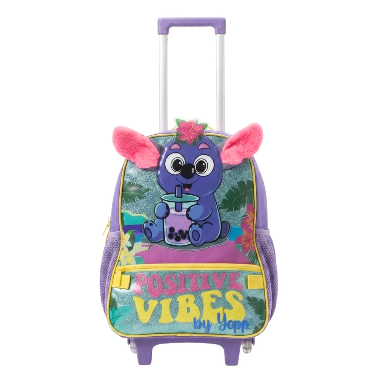 Kit Mochila Rodinha Positive Vibes com Lancheira e Estojo
