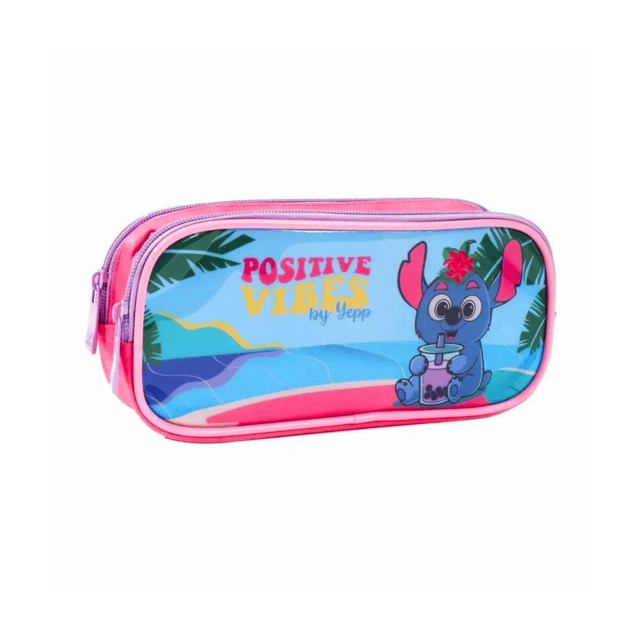 Kit Mochila Rodinha Positive Vibes  com Lancheira e Estojo
