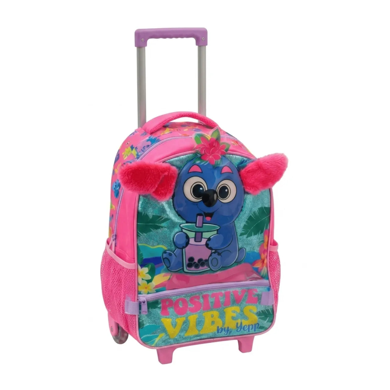 Kit Mochila Rodinha Positive Vibes  com Lancheira e Estojo