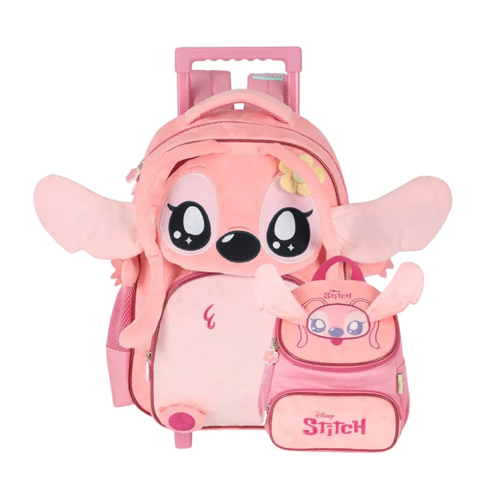 Kit Mochila de Rodas e Lancheira  Stitch Rosa Luxcel