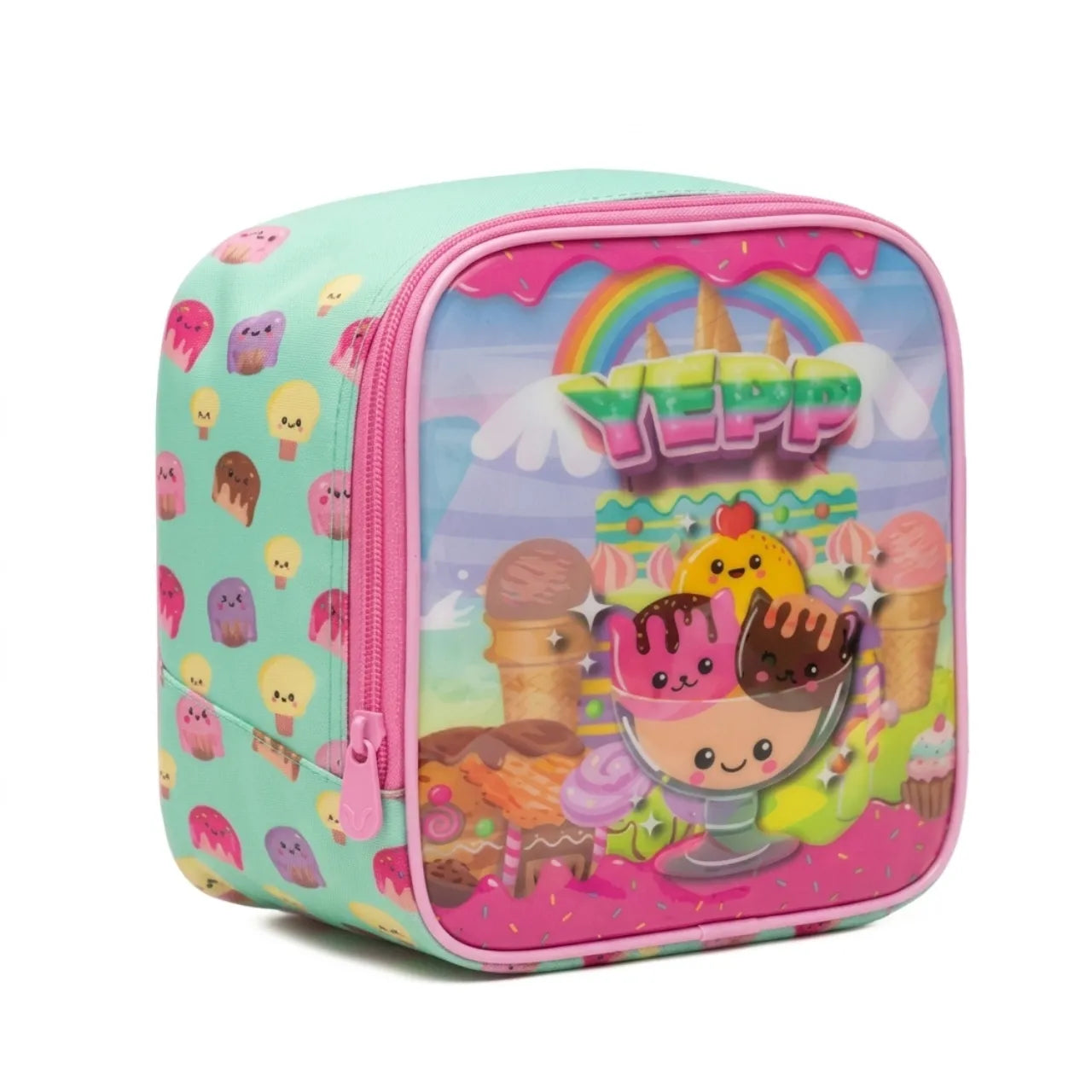 Kit Mochila Rodinha Infantil Sorvetes com Lancheira e Estojo