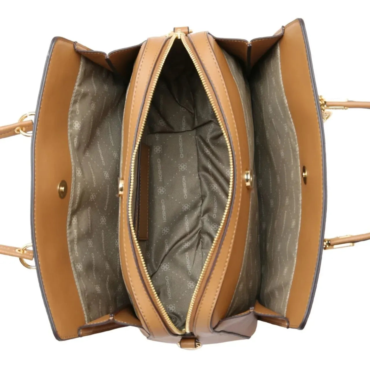 Bolsa Feminina Chenson Mão Monograma Pontilhado Café