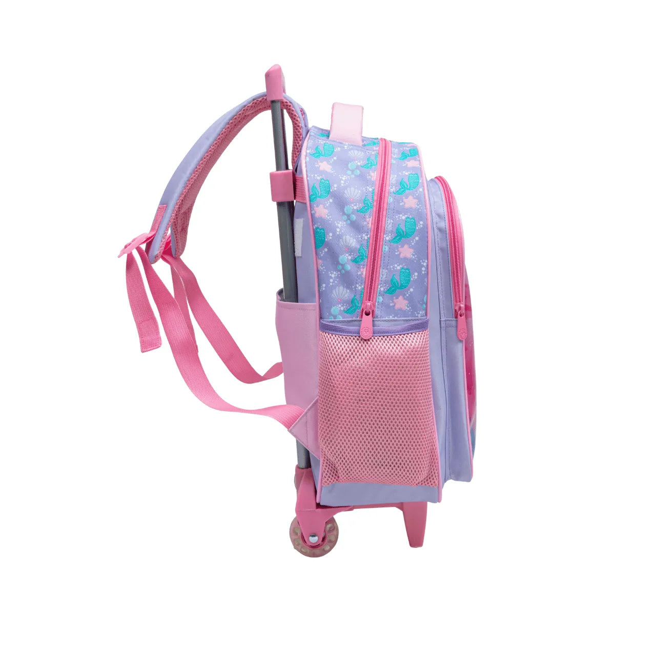 Kit Mochila de Rodinhas Sereia Feminina Lilás Yepp com Lancheira e Estojo