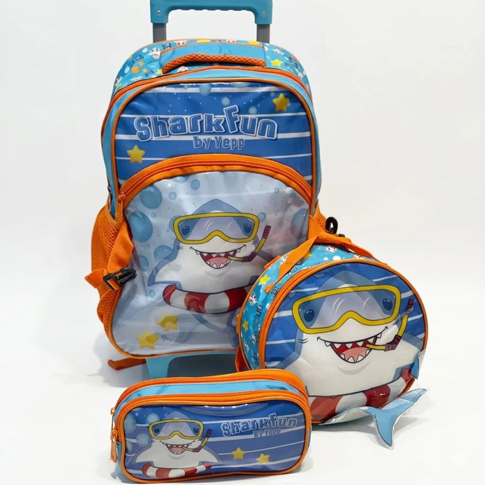 Kit Mochila de Rodinhas Masculina Azul Claro Yepp 3 Peças