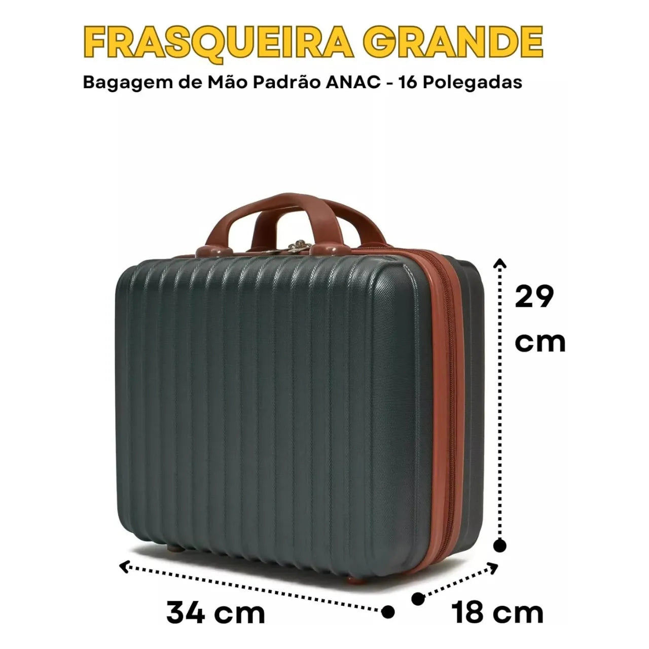 Kit Mala de Bordo 10kg Policarbonato Verde com Frasqueira