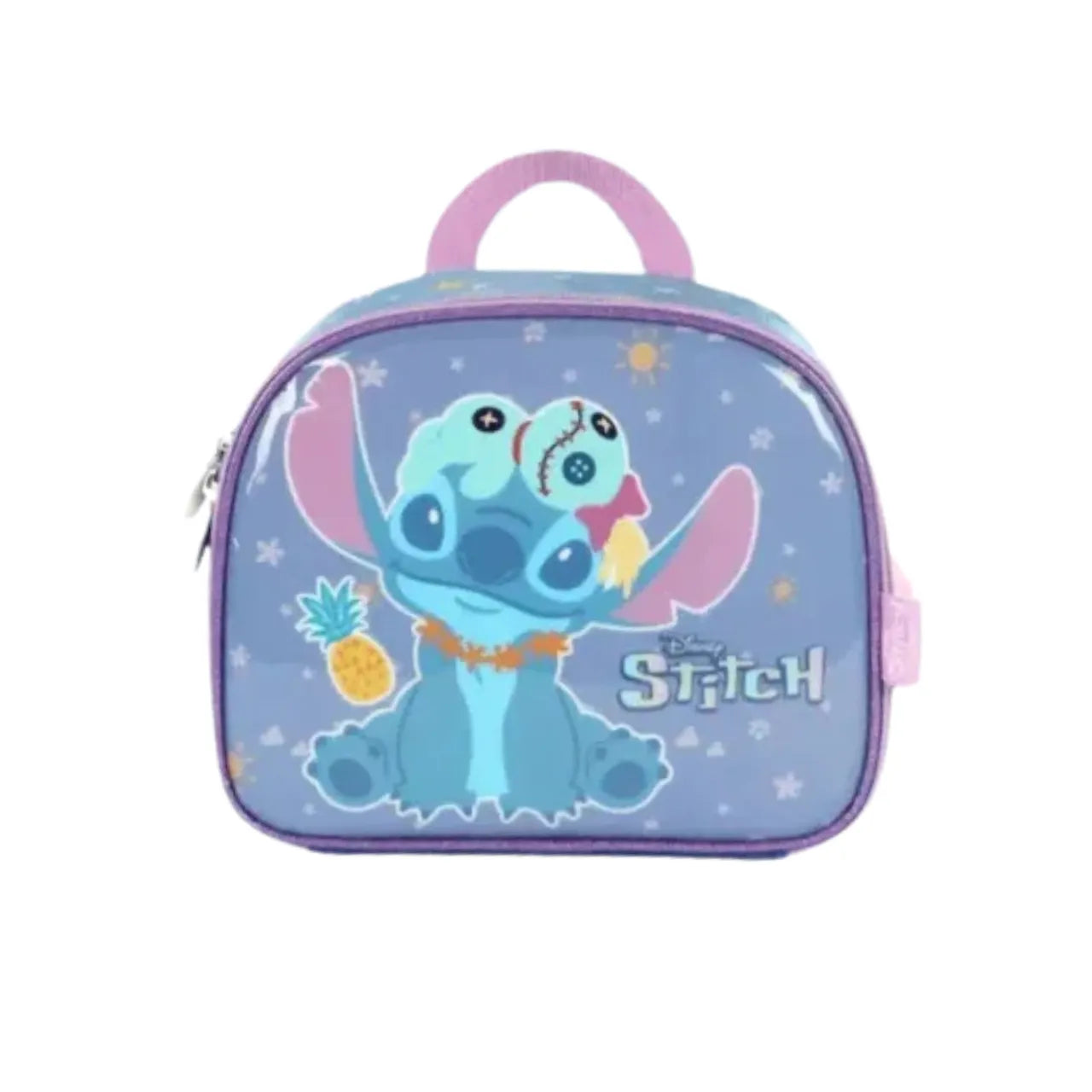 Kit Mochila Rodinha Stitch Violeta com Lancheira e estojo