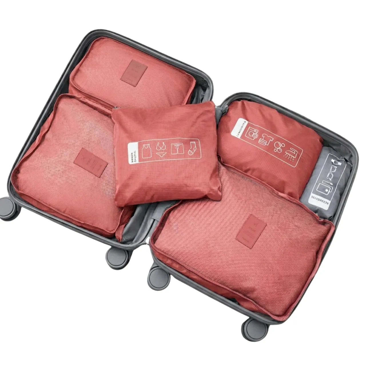 Kit Organizador de Mala Qualis Nylon Rosa 6 Peças
