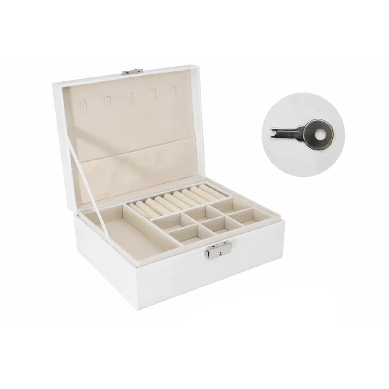 Porta Joias Iris Basic Branco com Chave