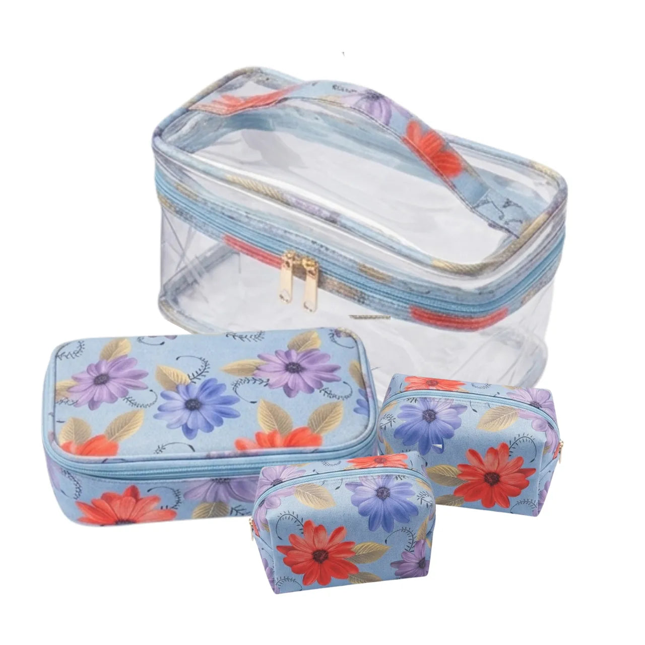Kit Necessaire 4 Peças Floral Organizador