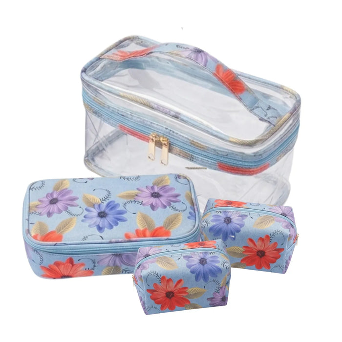 Kit Necessaire 4 Peças Floral Organizador
