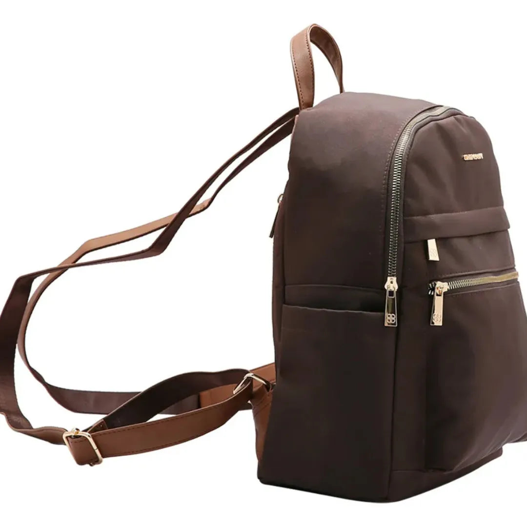 Mochila Chenson Feminina Marrom Elegante com Zíper Frontal