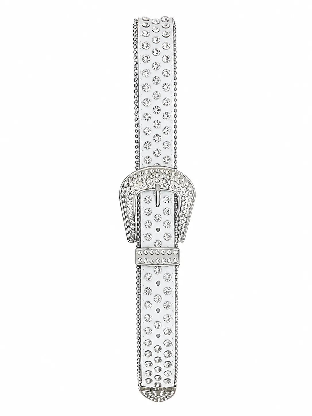 Cinto Feminio Strass Branco Ajustável Estilo Moderno