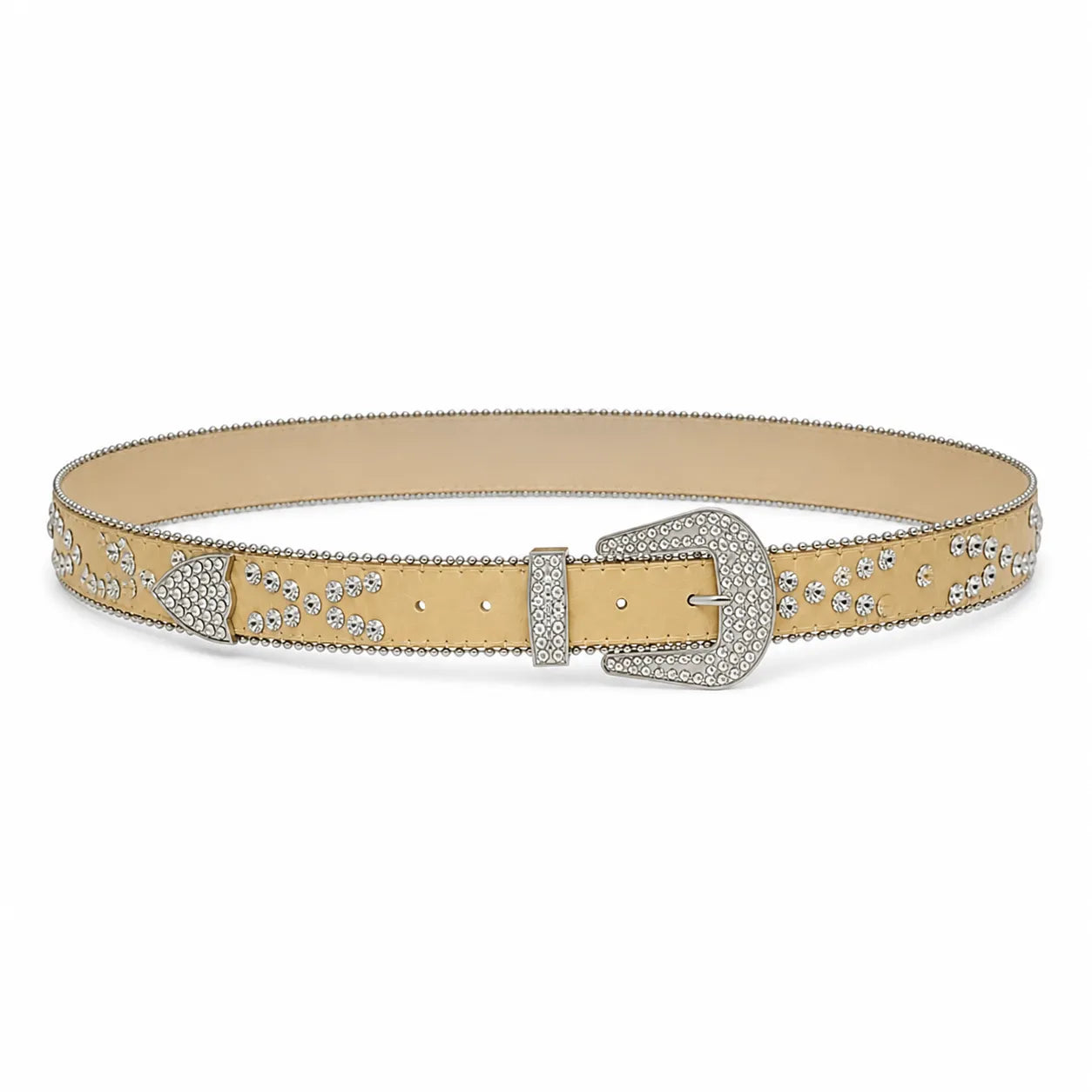 Cinto Feminino Bege com Strass Estilo Premium Elegante