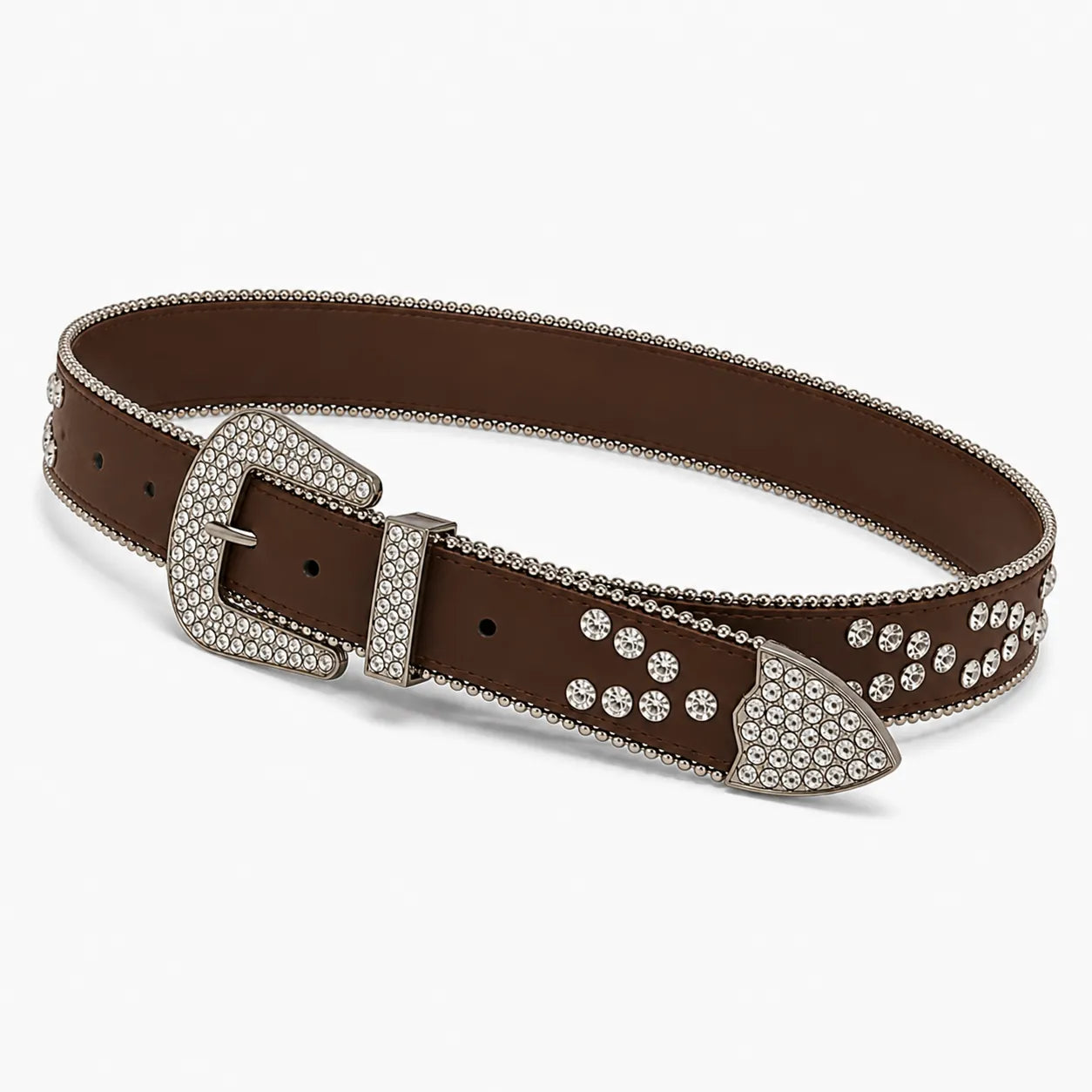 Cinto Feminino Strass Marrom Ajustável
