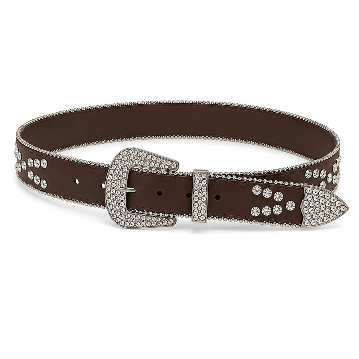 Cinto Feminino Strass Marrom Ajustável