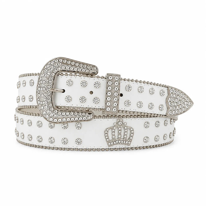 Cinto Feminino Branco Coroa Sofisticado Fashion