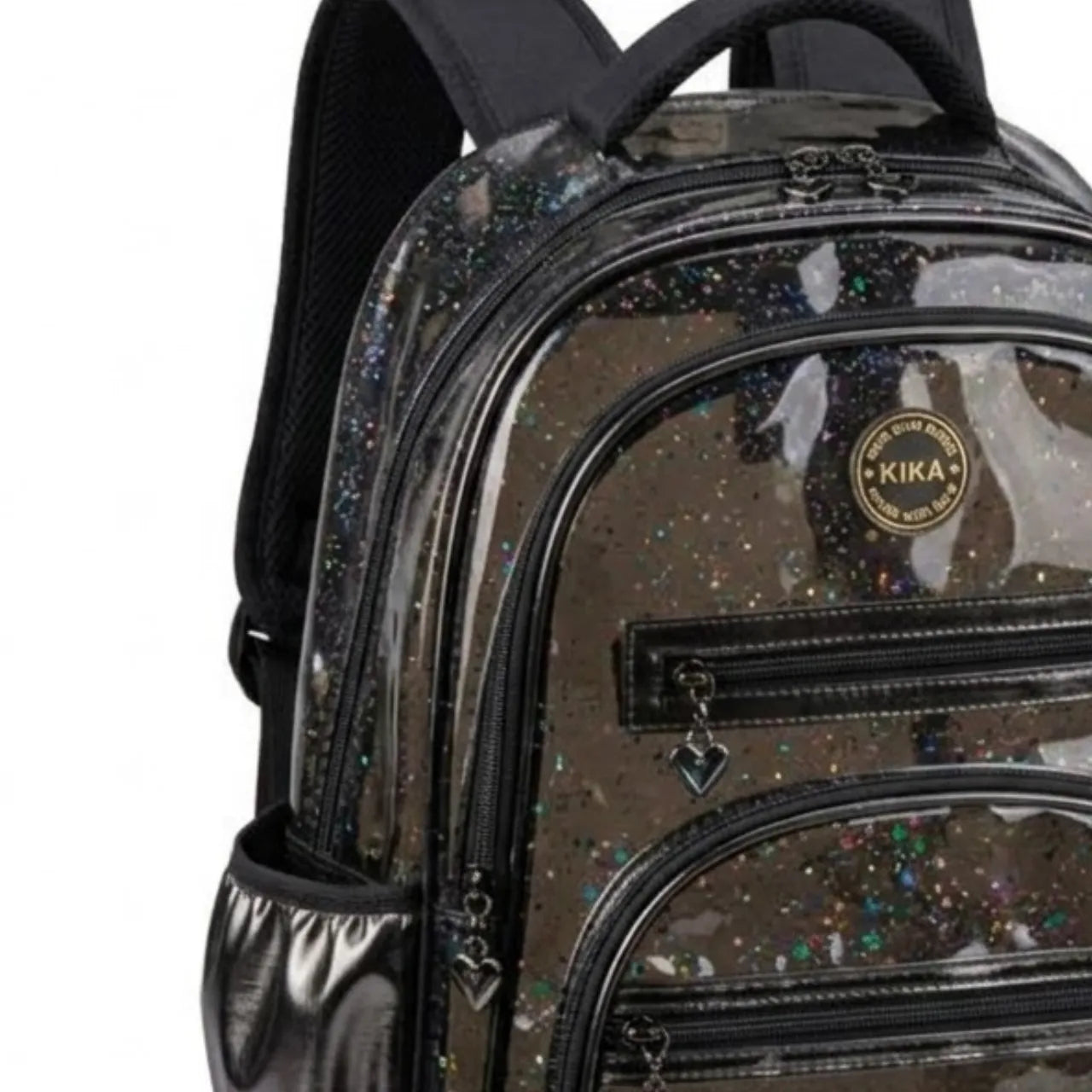 Mochila De Costa Transparente Preta Kika