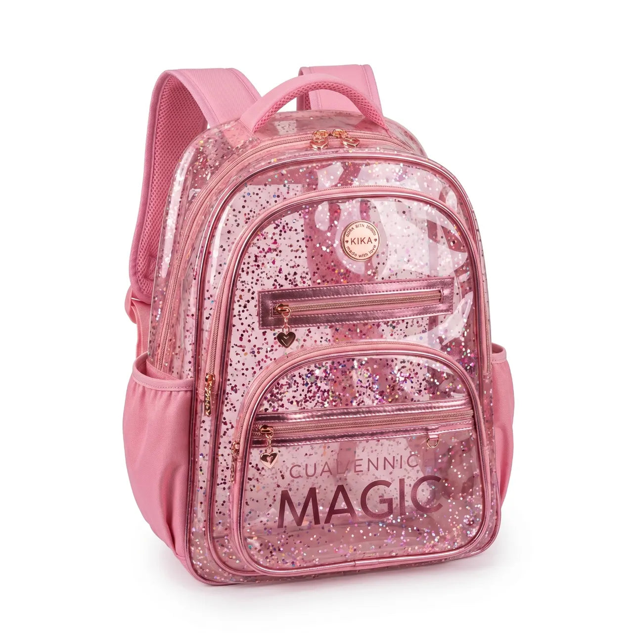 Mochila De Costa Transparente Rosa Kika