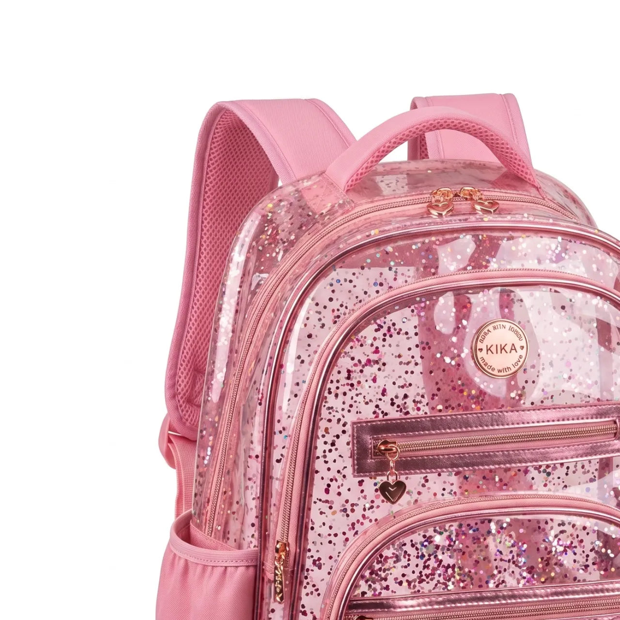 Mochila De Costa Transparente Rosa Kika