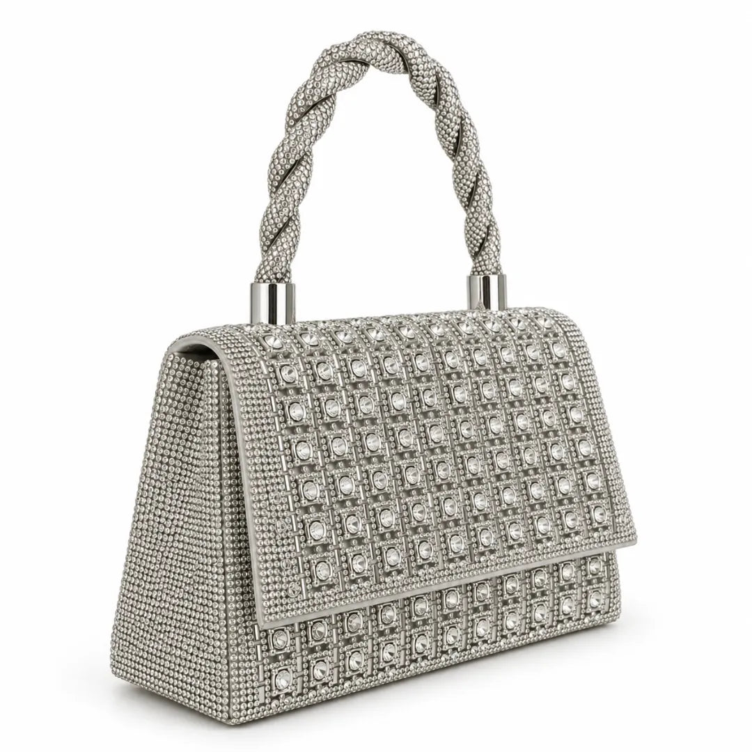 Bolsa de Festa Prata Voice Elegante Brilhante e Sofisticada
