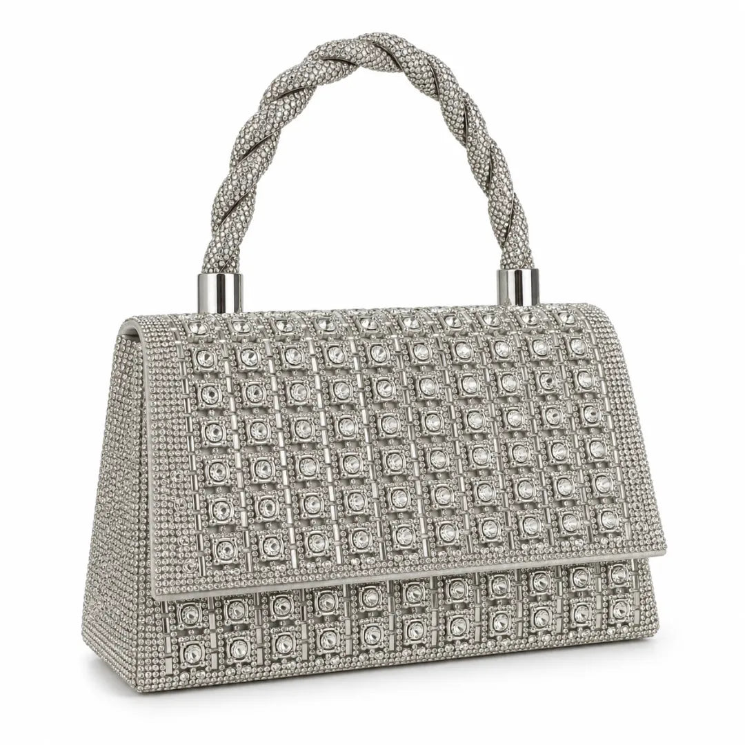 Bolsa de Festa Prata Voice Elegante Brilhante e Sofisticada
