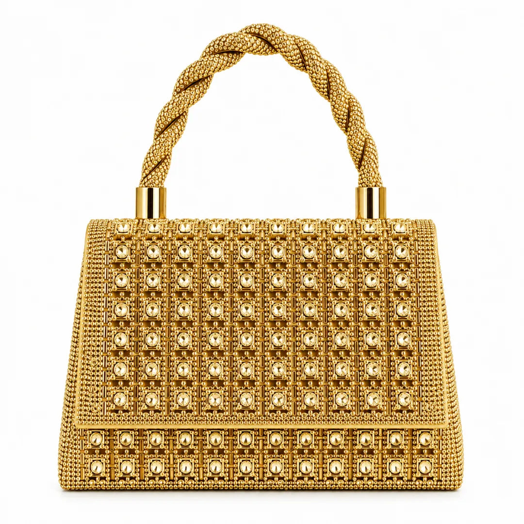 Bolsa de Festa Dourada Voice Elegante Brilhante e Sofisticada