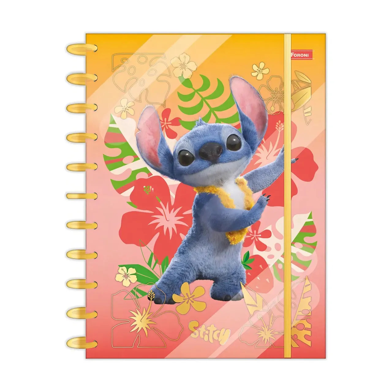 Caderno Universitário Discbook 1 Matéria Foroni Stitch Tropical