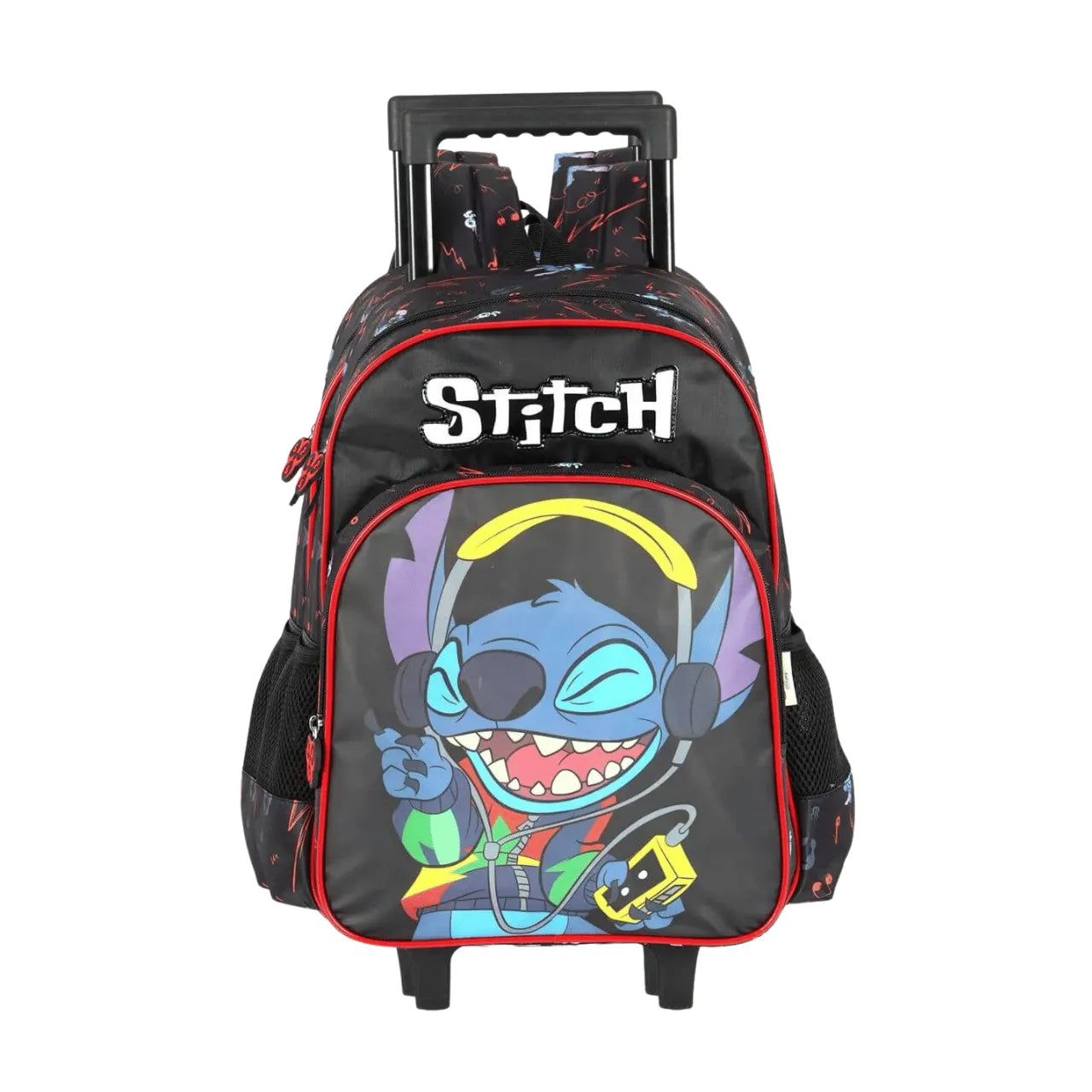 Kit Mochila de Roda Stitch Preto com Lancheira e Estojo Box