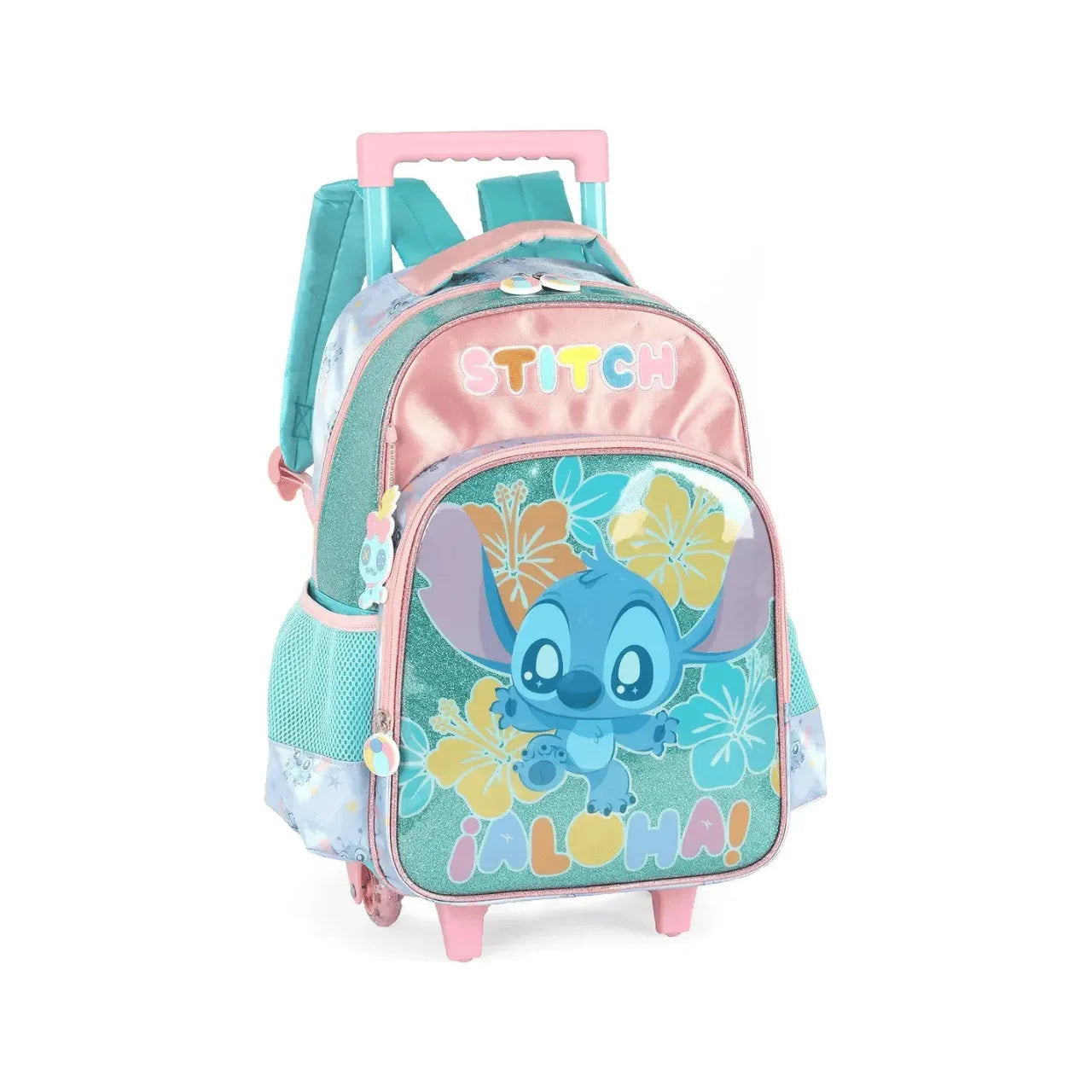 Kit Mochila de Roda Stitch Turquesa com Lancheira e Estojo Box