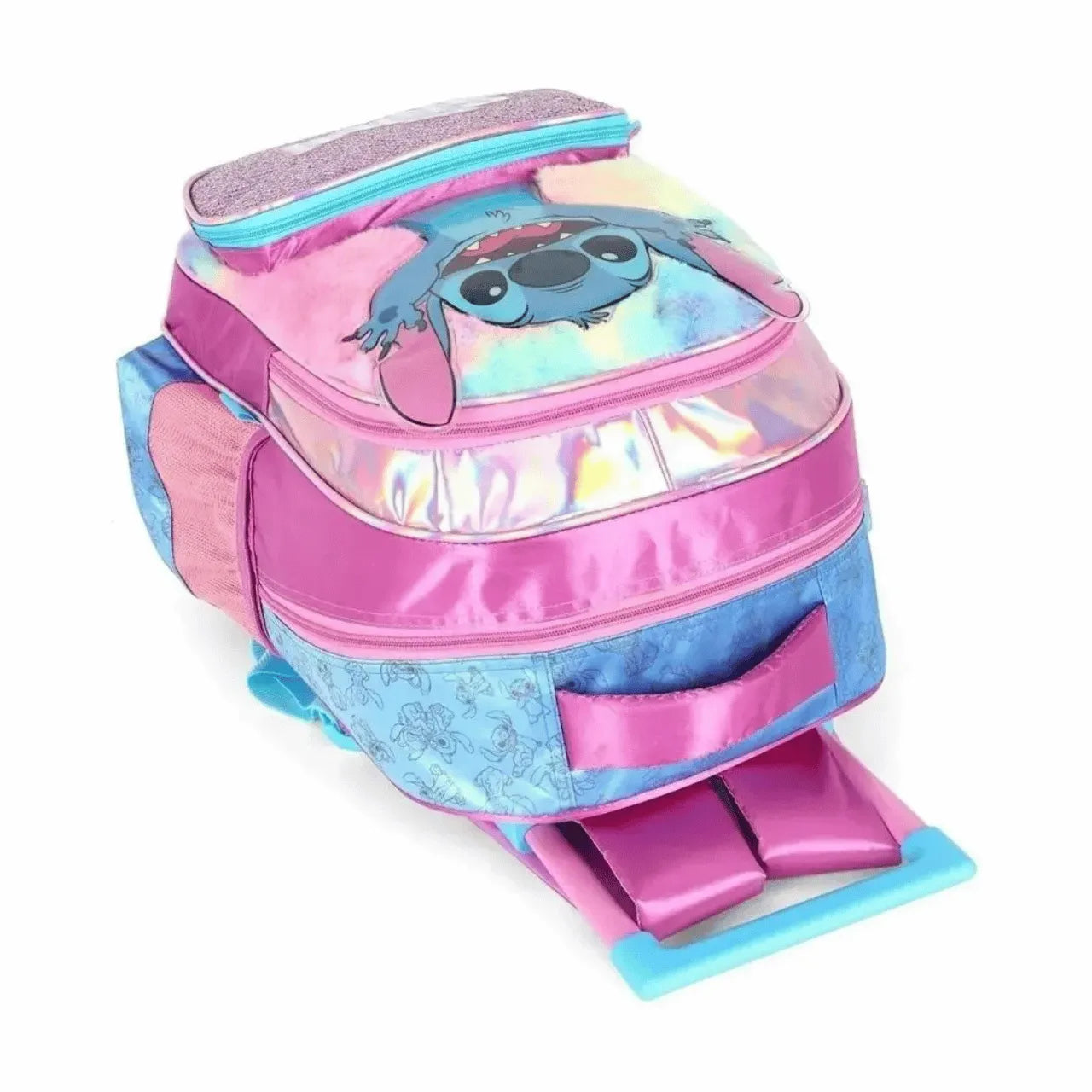 Kit Mochila Rodinha Stitch Roxo com Lancheira e Estojo Box