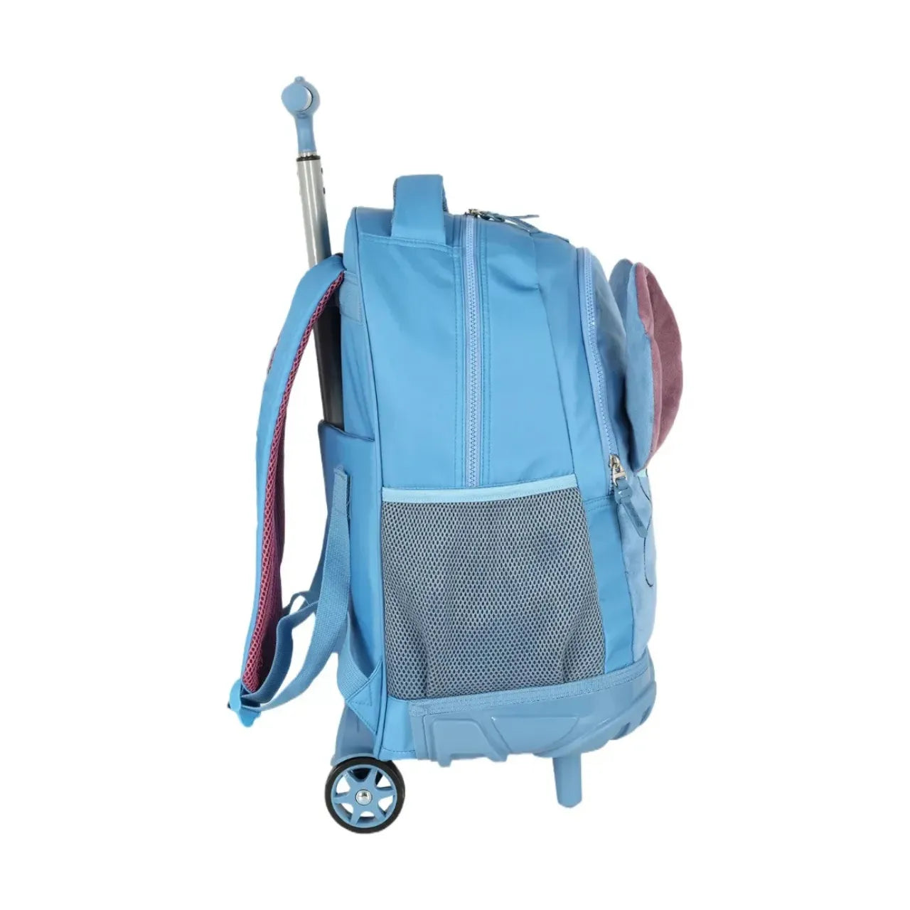 Kit Mochila de Rodinha Stitch Azul com Estojo Triplo