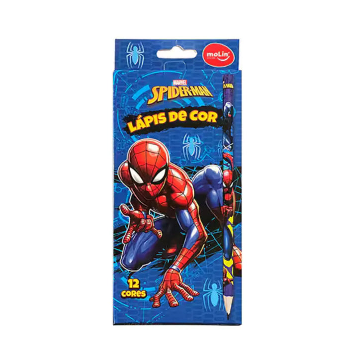 Lápis de Cor Homem-Aranha Azul 12 Cores Molin