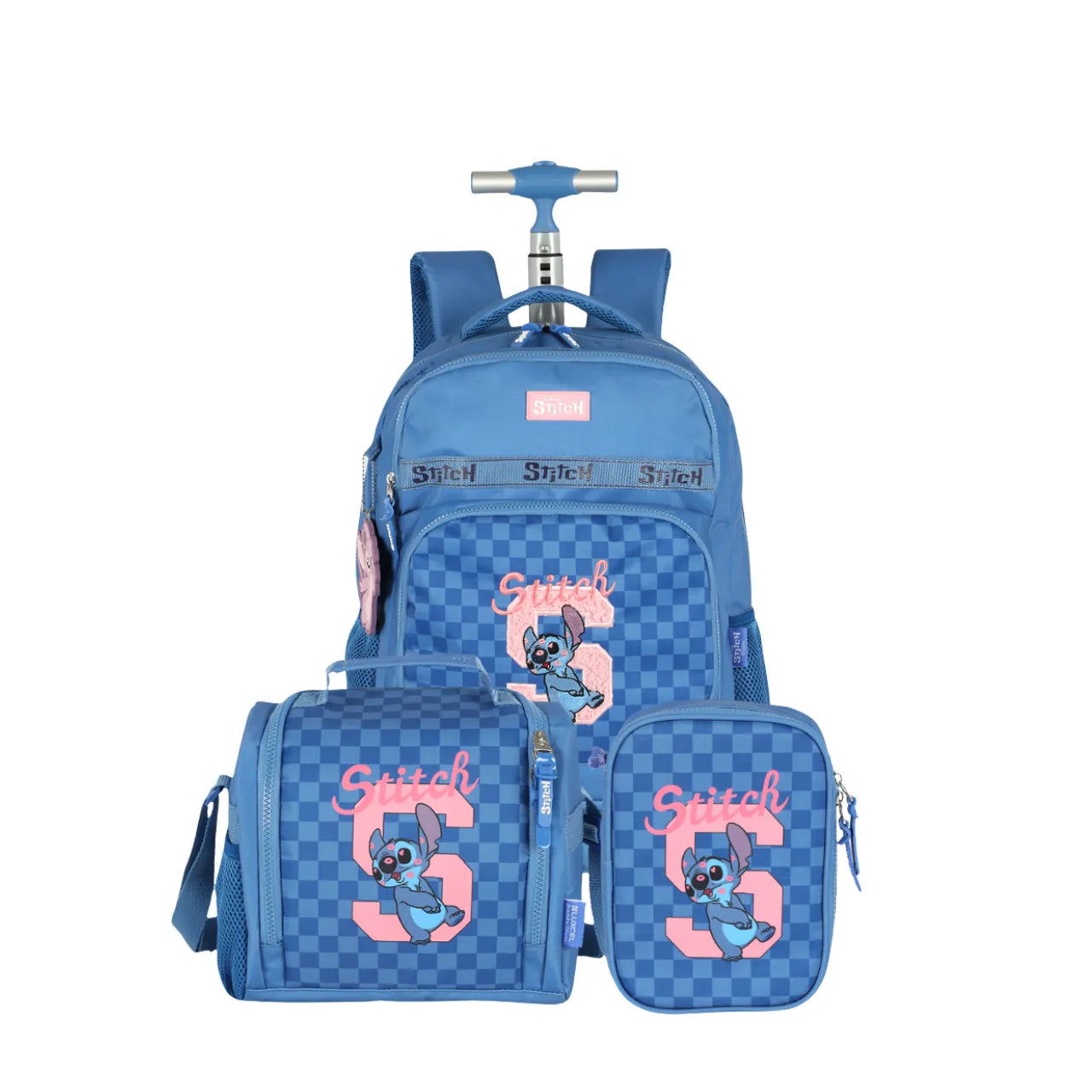 Kit Mochila de Roda Stitch Azul com Lancheira e Estojo Box