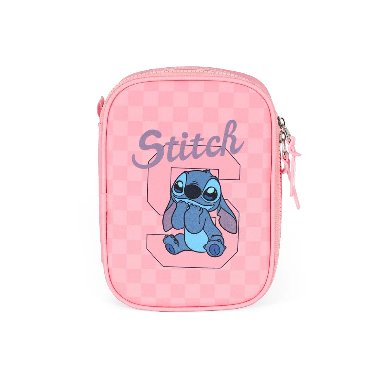 Kit Mochila Roda Stitch Rosa com Lancheira e Estojo Box